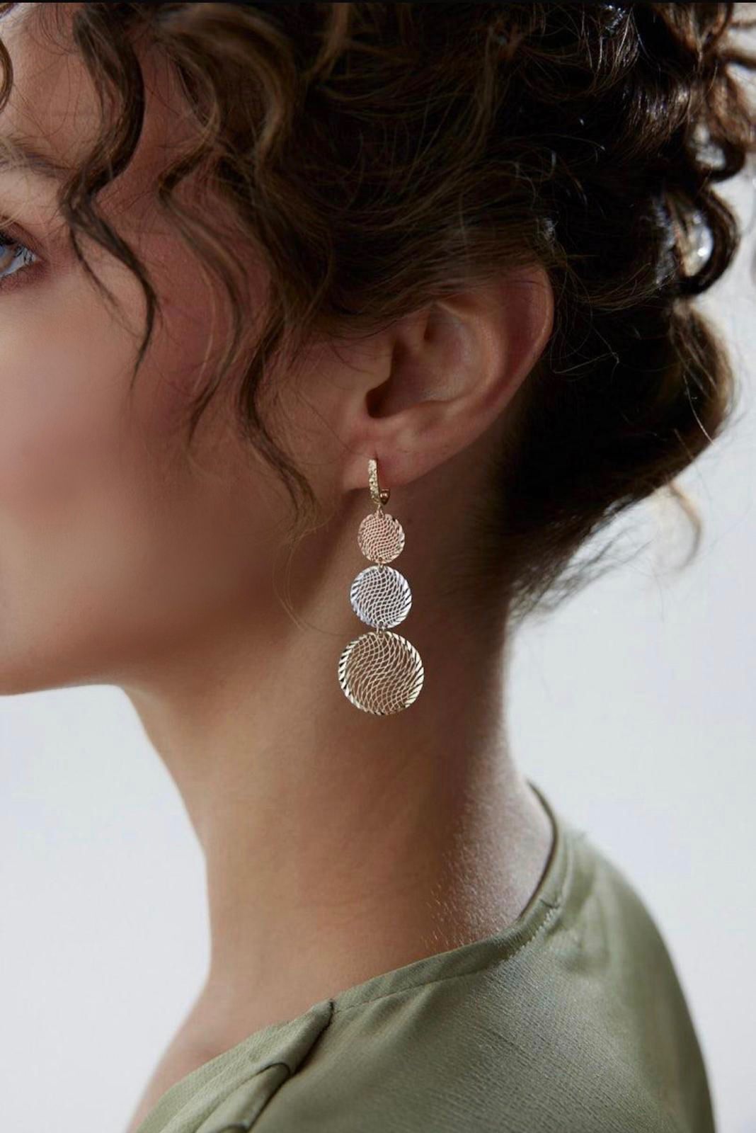 Altın Üçlü Fantazi Küpe