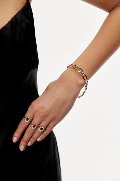 ALTIN MİNELİ ÇİÇEKLİ HALLOW BİLEKLİK