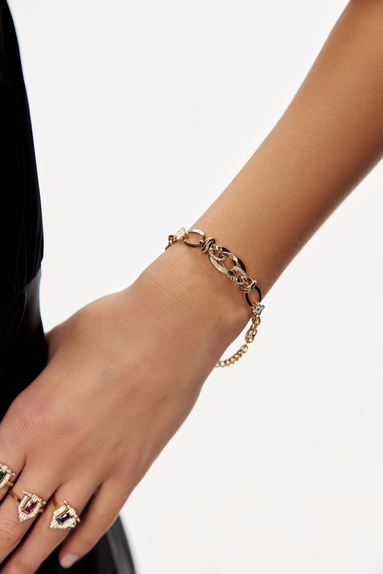 Altın Mineli Çiçekli Hallow Bileklik