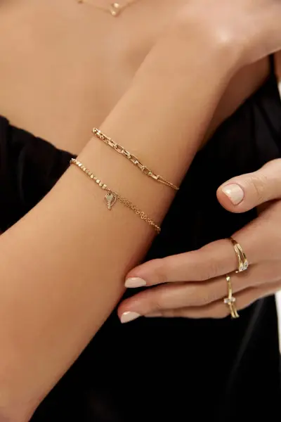 Altın İç İçe Geçme Zincir Bileklik