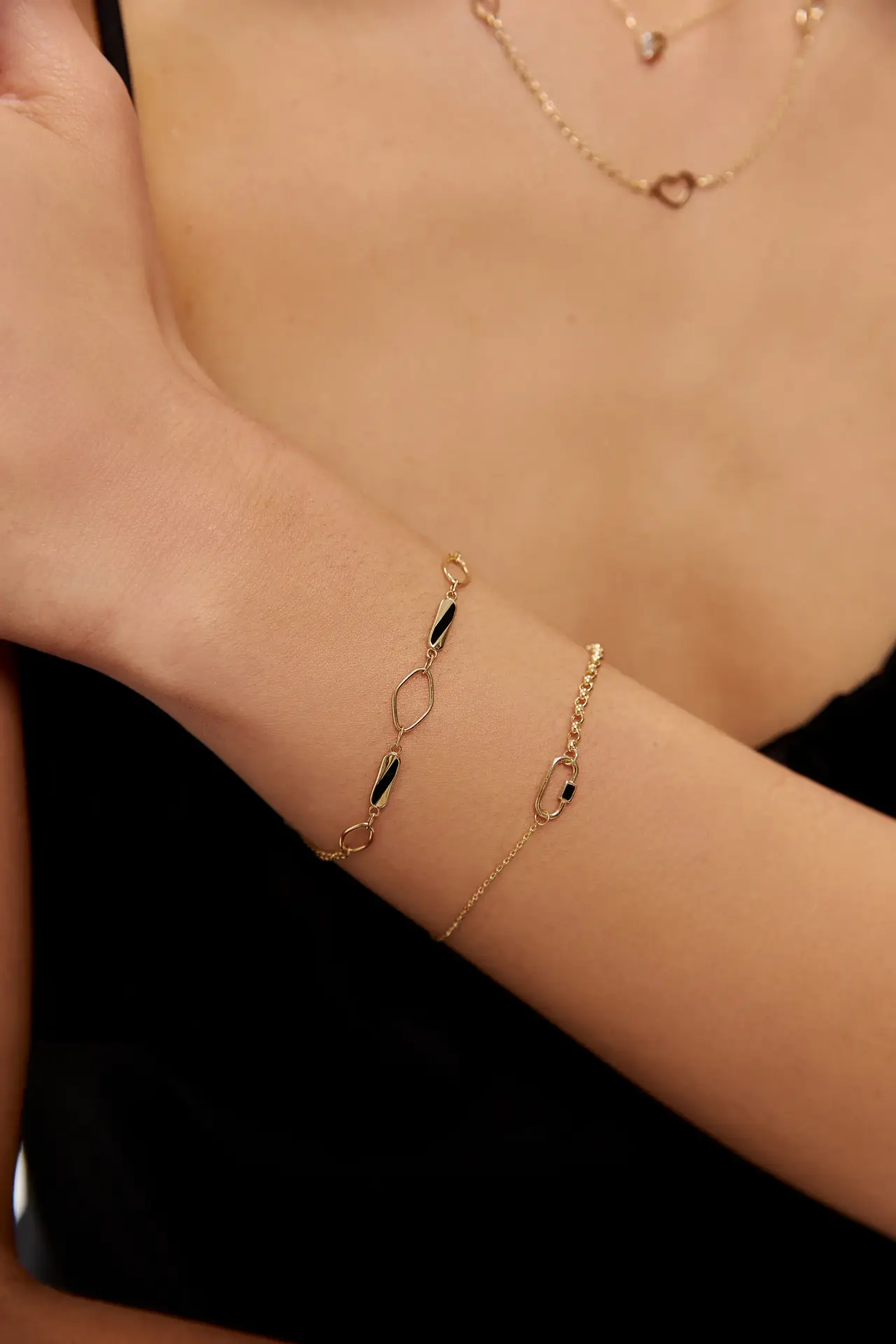 ALTIN ÇİFT PARÇA MİNELİ BİLEKLİK