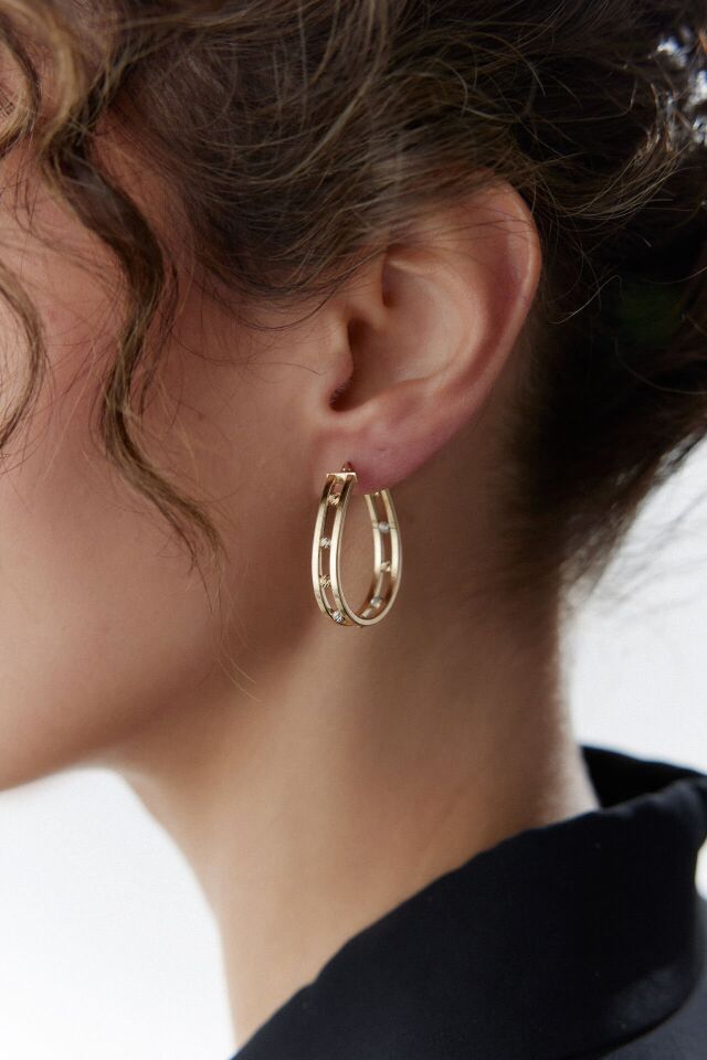 Altın Dorika Şarnel Küpe