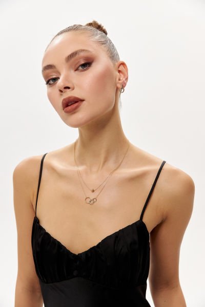 Altın İç İçe Üçlü Halka Kolye