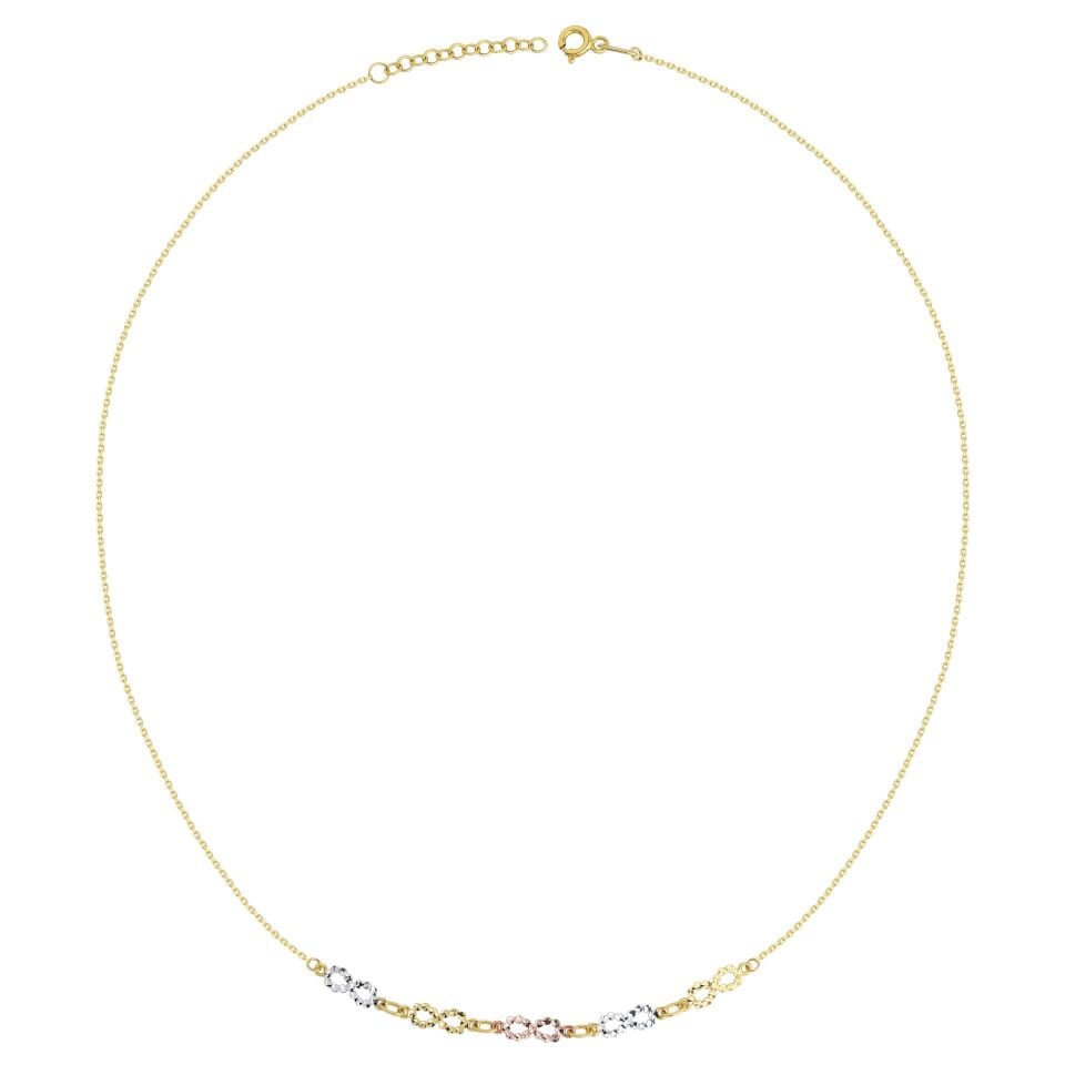 Altın Minimal Üç Renk Sonsuzluk Kolye