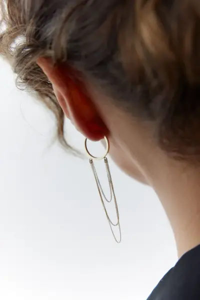 ALTIN ZİNCİRLİ HALKA KÜPE