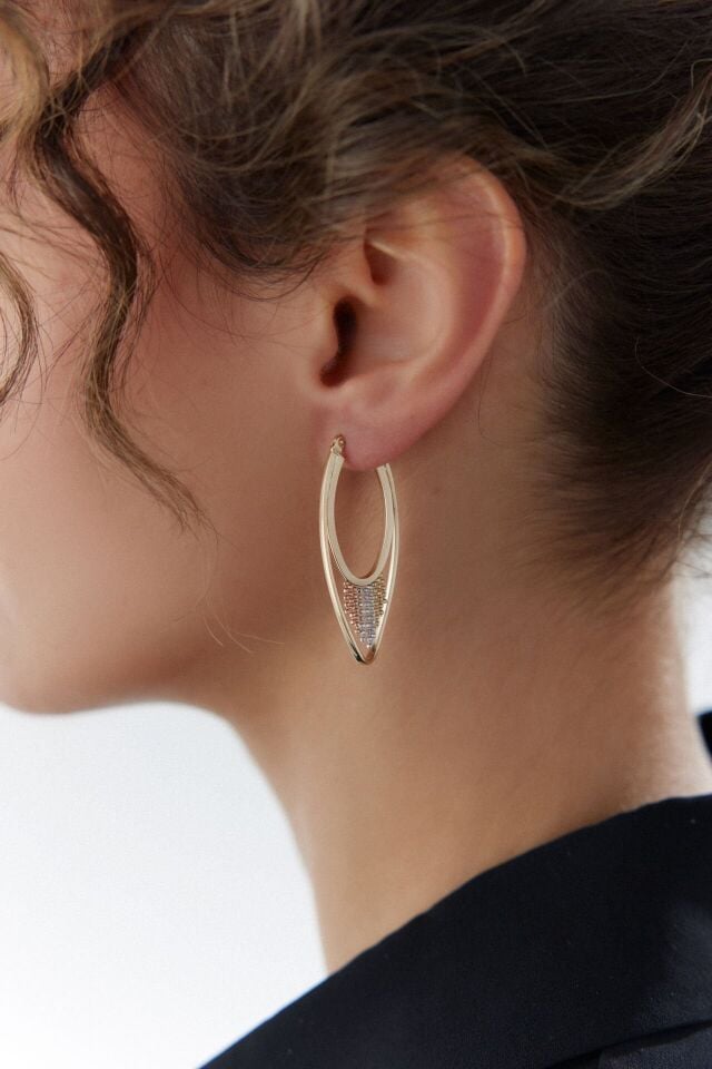 Altın Saçaklı Damla Küpe