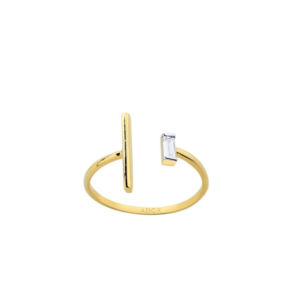 Altın Baget Taşlı Line Yüzük