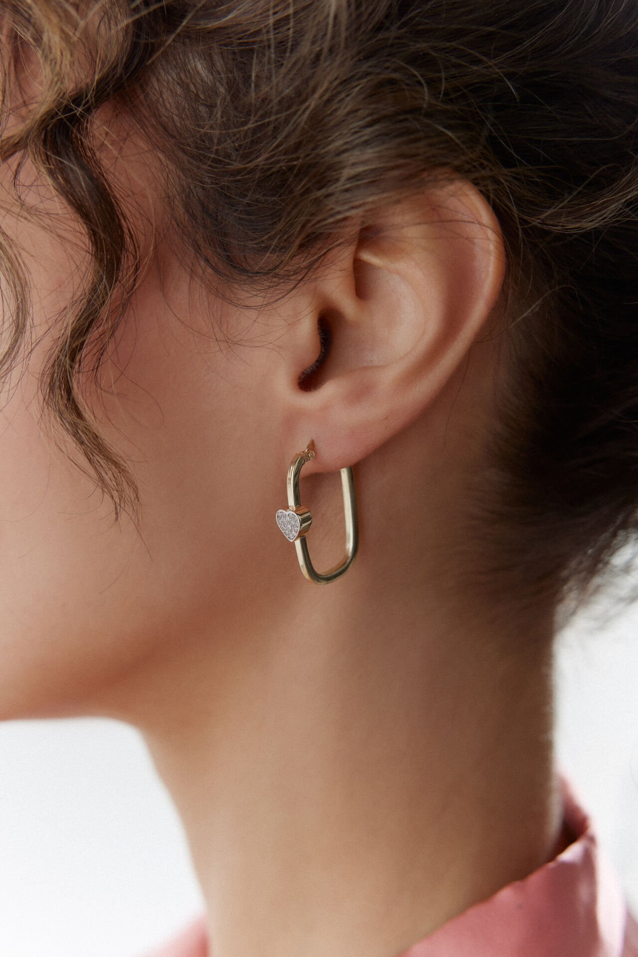 Altın Lover Taşlı Şarnel Küpe