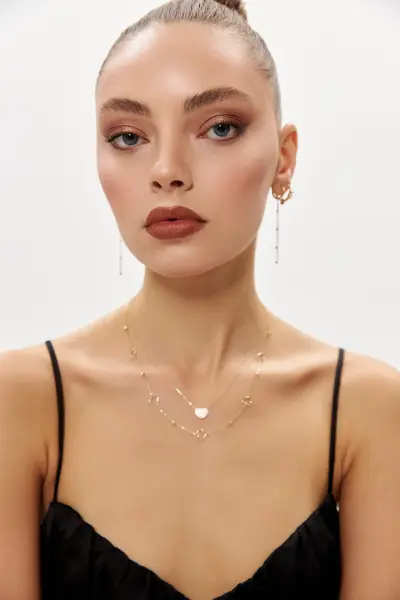 ALTIN TAŞLI KALP KOLYE