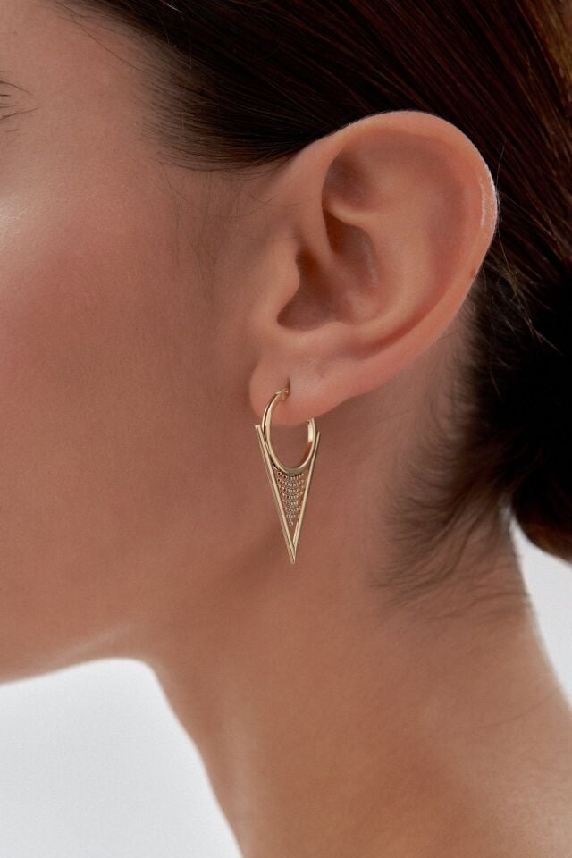 Altın Tria Saçaklı Küpe