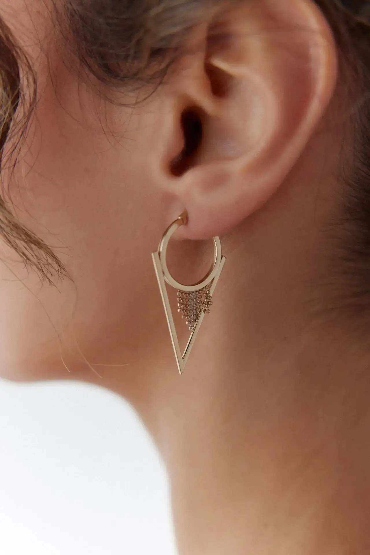 ALTIN TRİA SAÇAKLI KÜPE