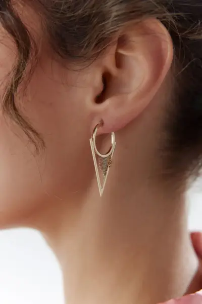 Altın Tria Saçaklı Küpe