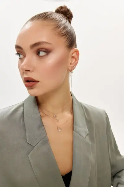 Altın Tektaş Kalp Kolye