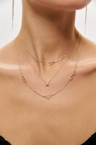 Altın Klasik Tektaş Kolye