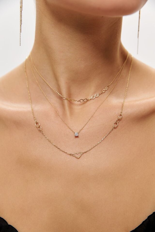 Altın Klasik Tektaş Kolye