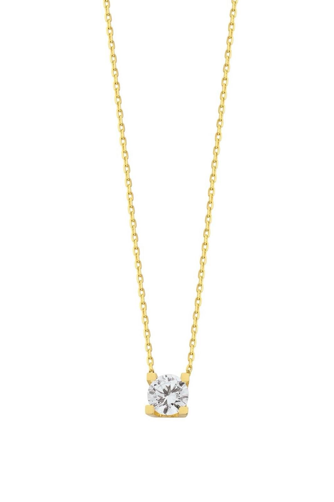 Altın Klasik Tektaş Kolye