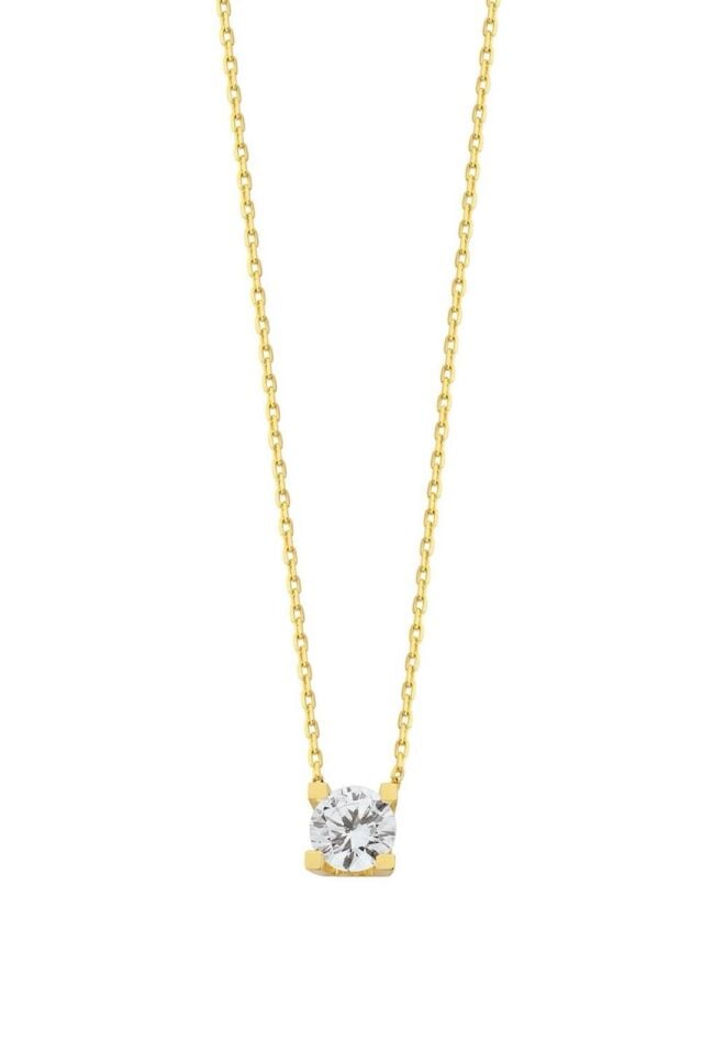 Altın Klasik Tektaş Kolye