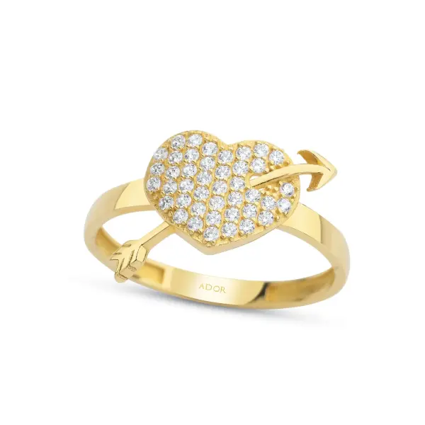 ALTIN TAŞLI KALP YÜZÜK