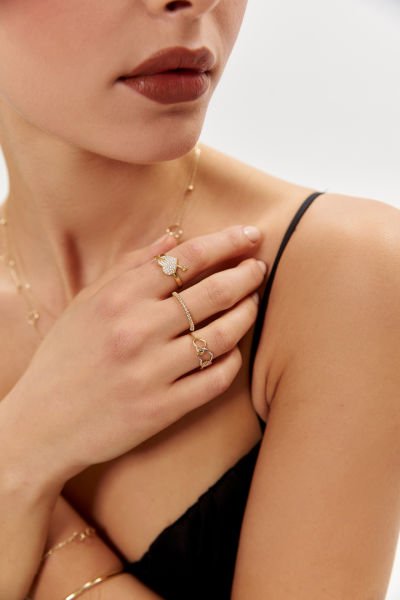 ALTIN ÜÇLÜ KALP YÜZÜK