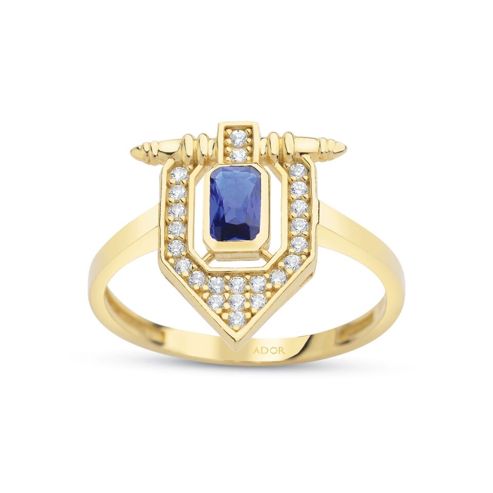 Altın Mühür Renkli Taşlı Yüzük