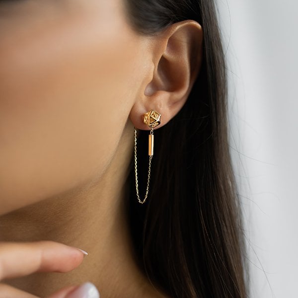 ALTIN ZİNCİRLİ TOP KÜPE