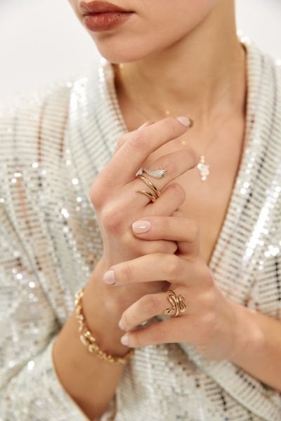 Altın Taşlı Yılan Yüzük