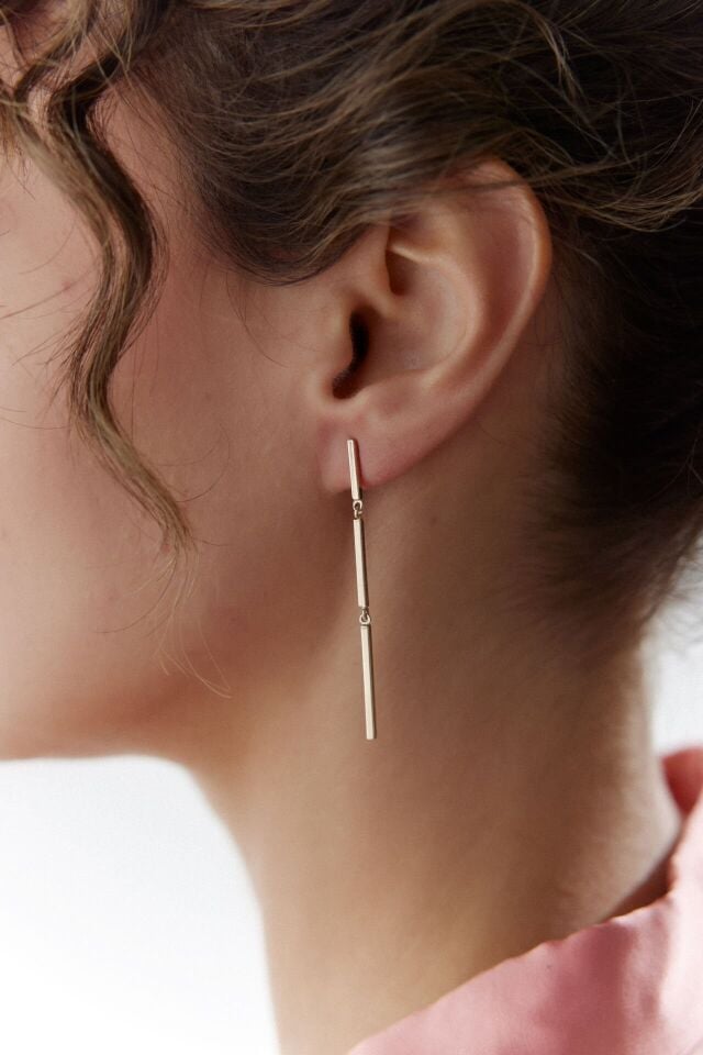 Altın Yeşil Çubuk Küpe