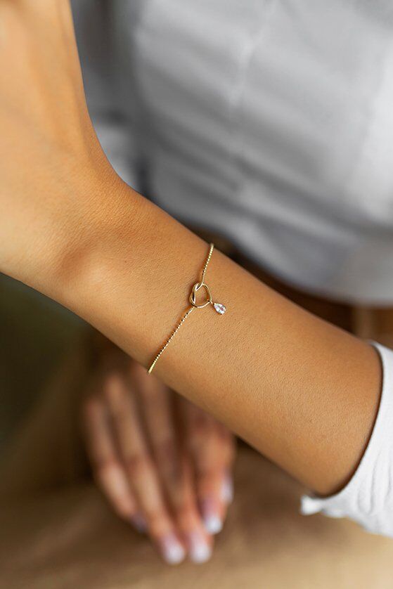 Altın Düğüm Damla Tektaş Bileklik