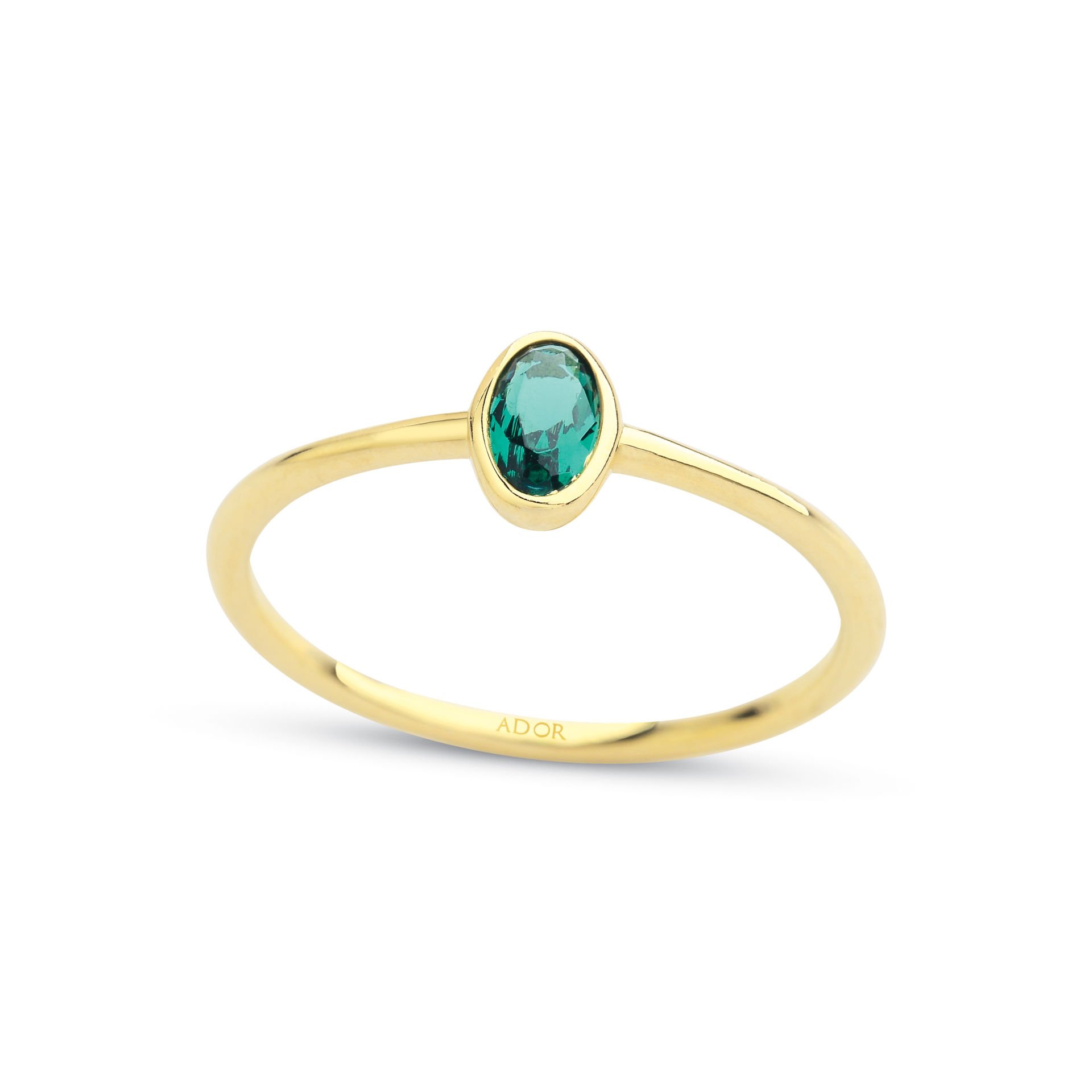 Altın Zümrüt Taşlı Oval Yüzük