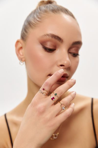 ALTIN KENARI TAŞLI RUBY YÜZÜK