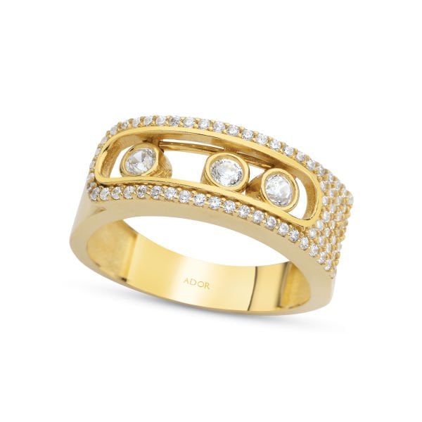 ALTIN BONCUKLU TAŞLI YÜZÜK