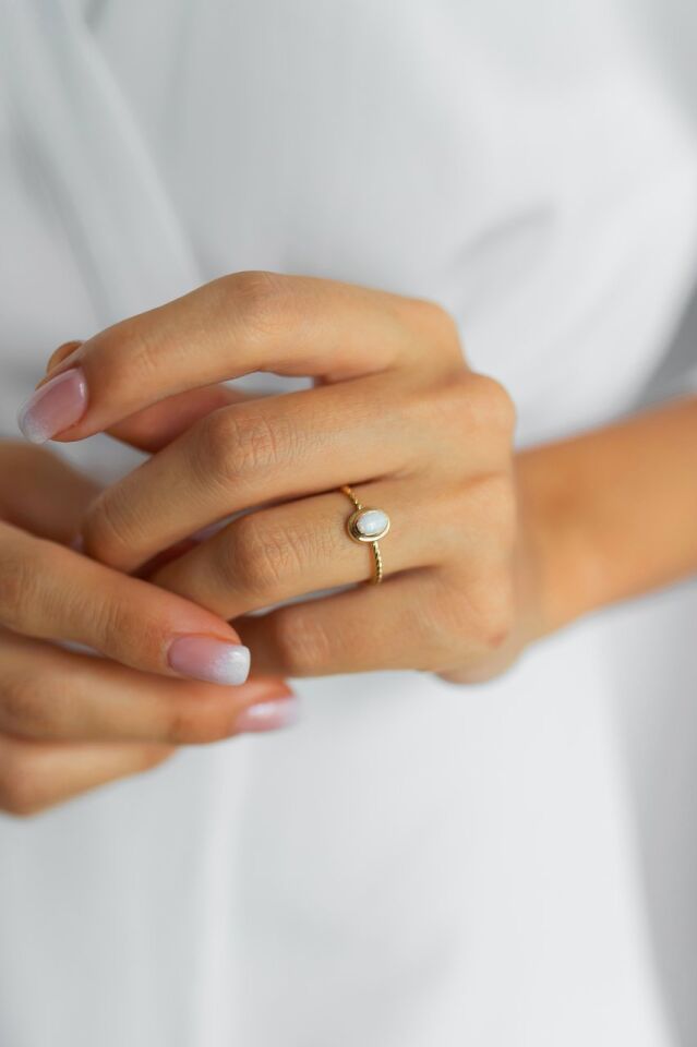 Altın Opal Taşlı Vintage Yüzük