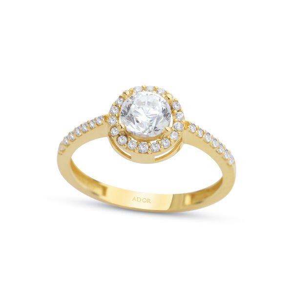 ALTIN KENARI TAŞLI YUVARLAK YÜZÜK