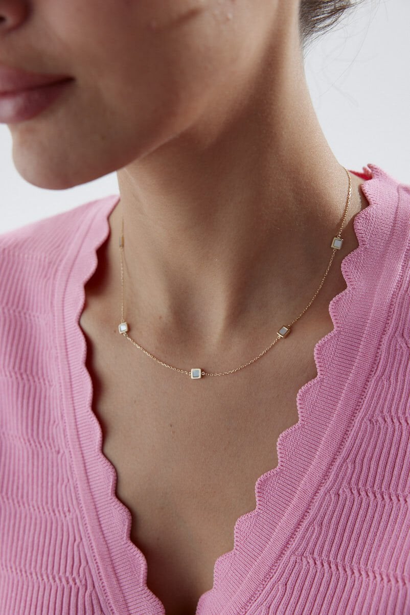 Altın Sedef Taşlı Set