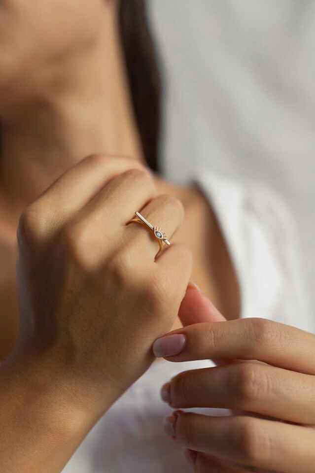 Çizgi Evil Eye Yüzük