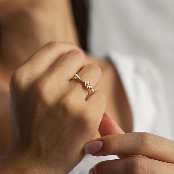 Çizgi Evil Eye Yüzük