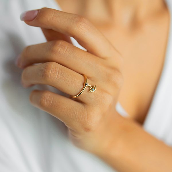 Altın Evil Eye Yüzük