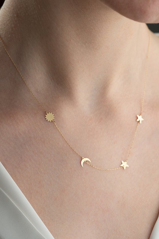 Altın Lazerli Şans Kolye