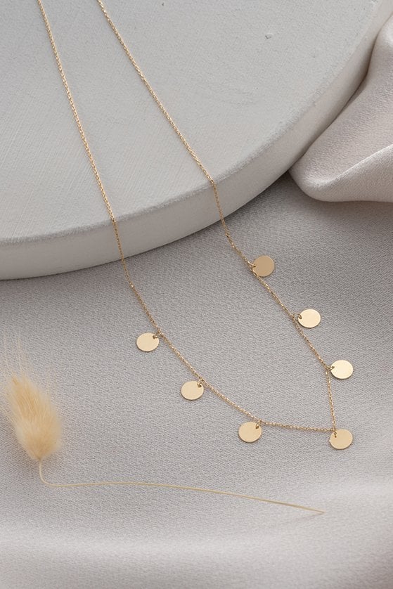 Altın Yedili Plaka Kolye