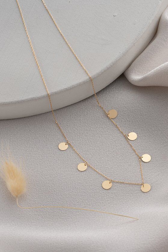 Altın Yedili Plaka Kolye