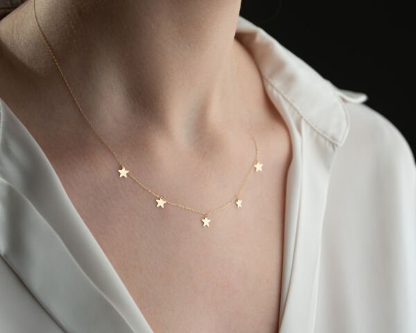 ALTIN 5'Lİ YILDIZ KOLYE