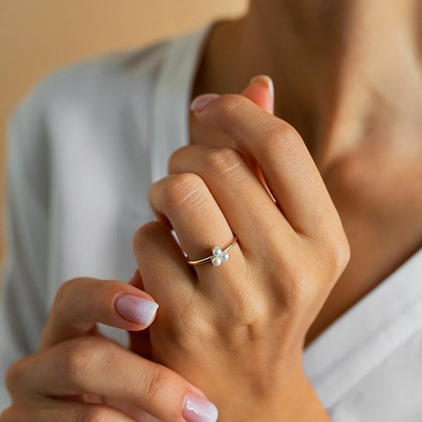 Altın Üç İnci Yüzük