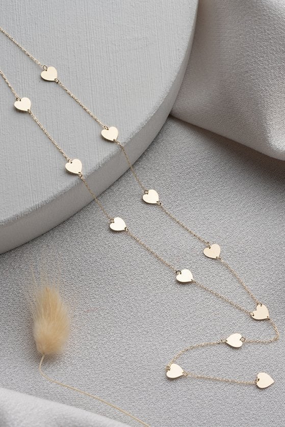 Altın Sallantılı Kalp Kolye