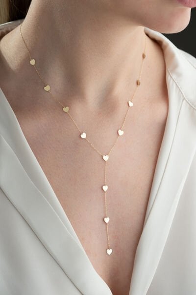 Altın Sallantılı Kalp Kolye