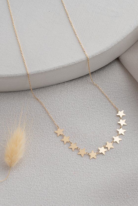 Altın Sıralı Yıldız Kolye