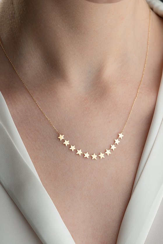 Altın Sıralı Yıldız Kolye