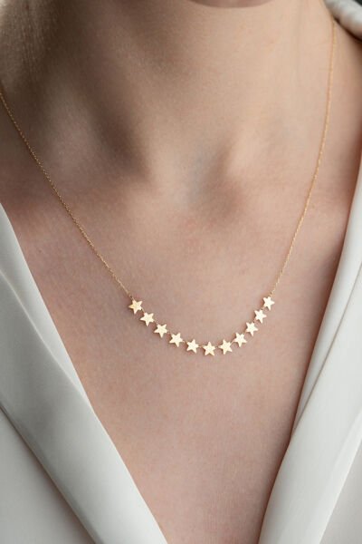 Altın Sıralı Yıldız Kolye