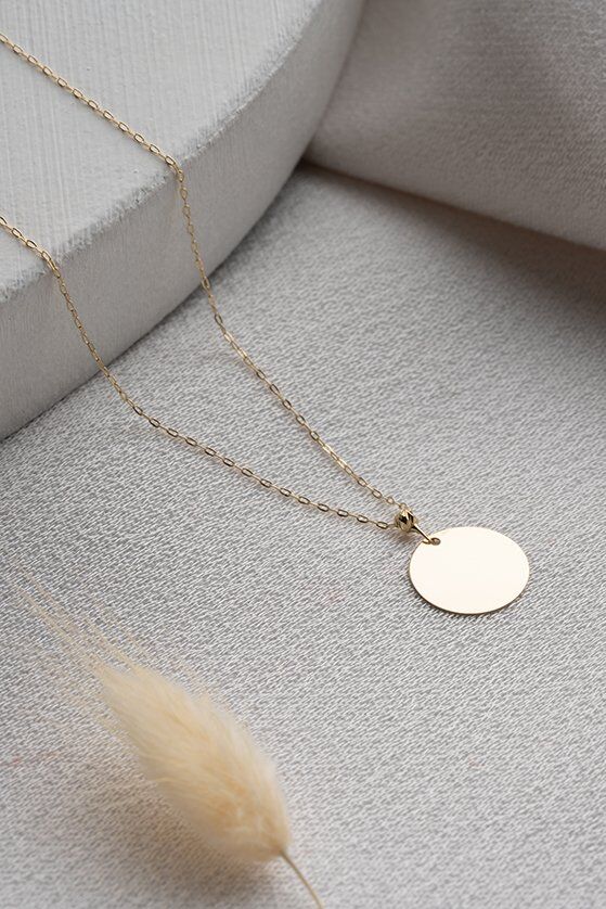 Altın Lazerli Plaka Kolye