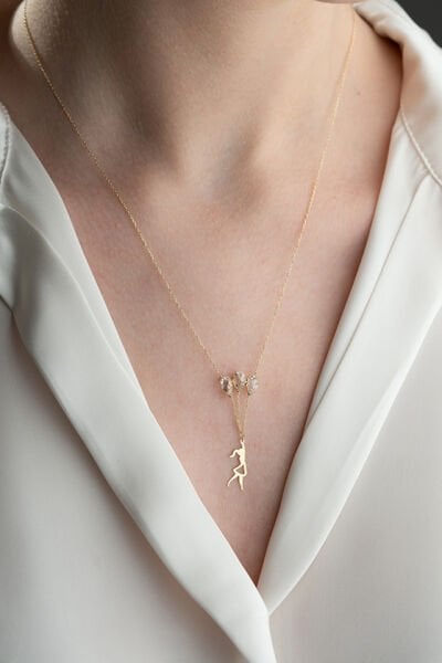 Altın Zirkon Taşlı Balonlu Kız Kolye