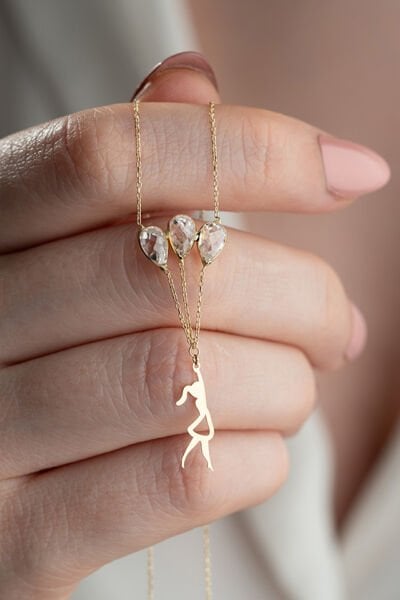 Altın Zirkon Taşlı Balonlu Kız Kolye